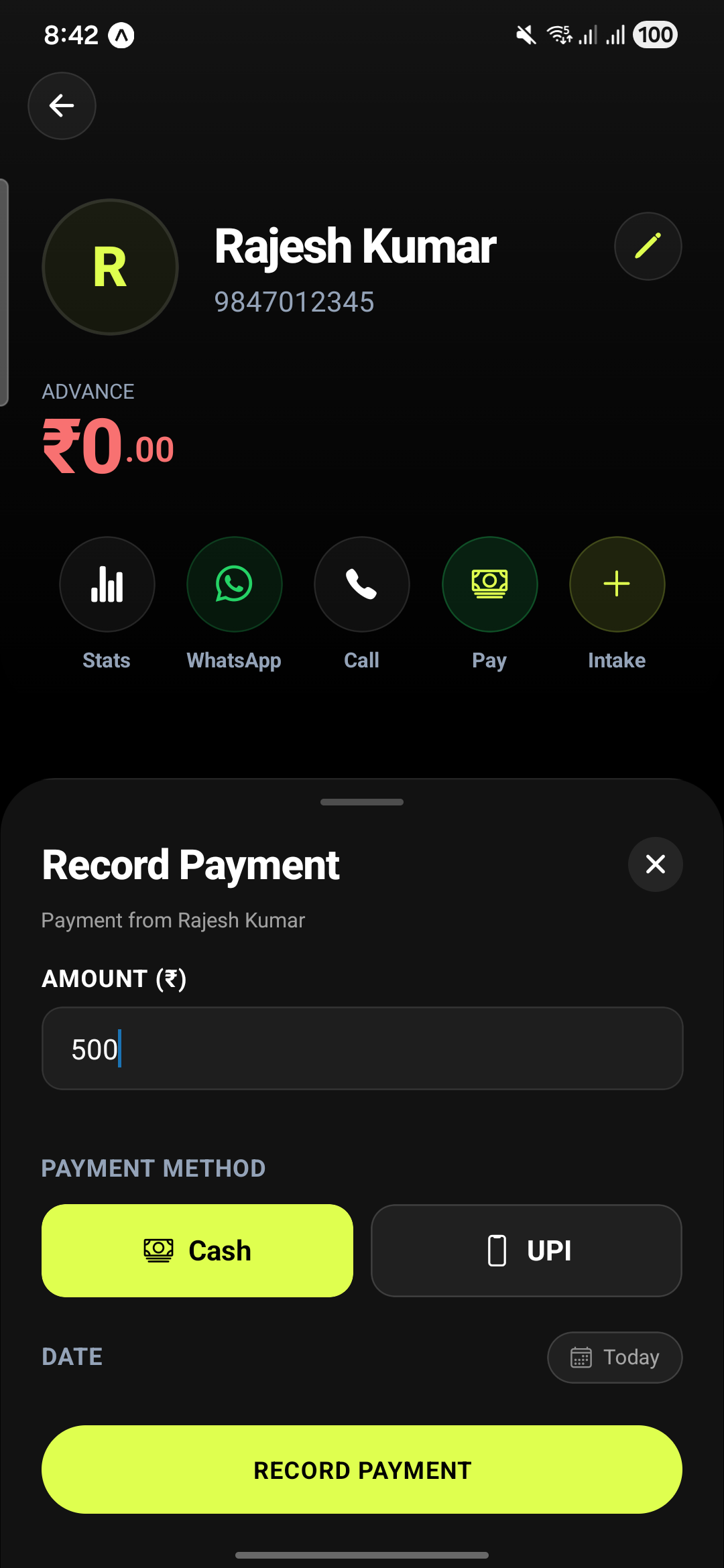 UPI & Cash Payments